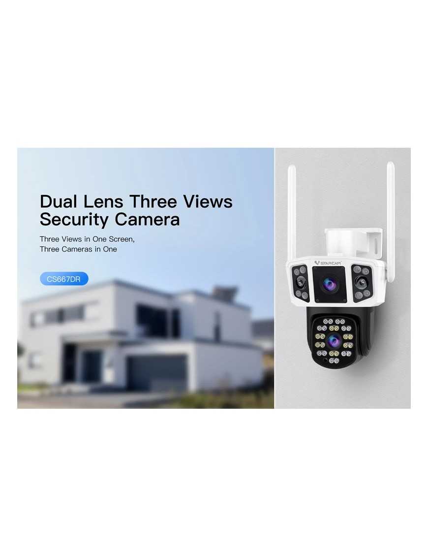 VSTARCAM smart κάμερα CS667DR, dual lens, 3MP, WiFi, SD, PTZ, IP66