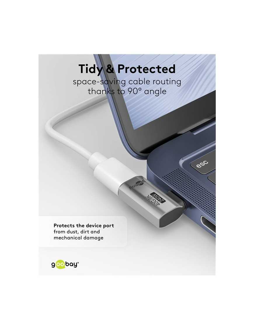 GOOBAY αντάπτορας USB-C 74441, γωνιακός 90°, USB4, 240W, 40Gbps, 8K, γκρι