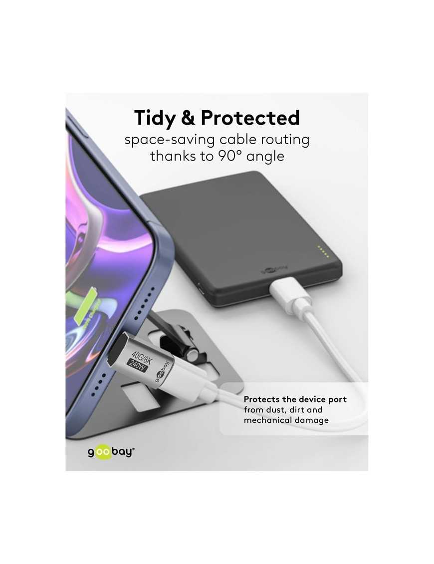 GOOBAY αντάπτορας USB-C 74442, γωνιακός 90°, USB4, 240W, 40Gbps, 8K, γκρι