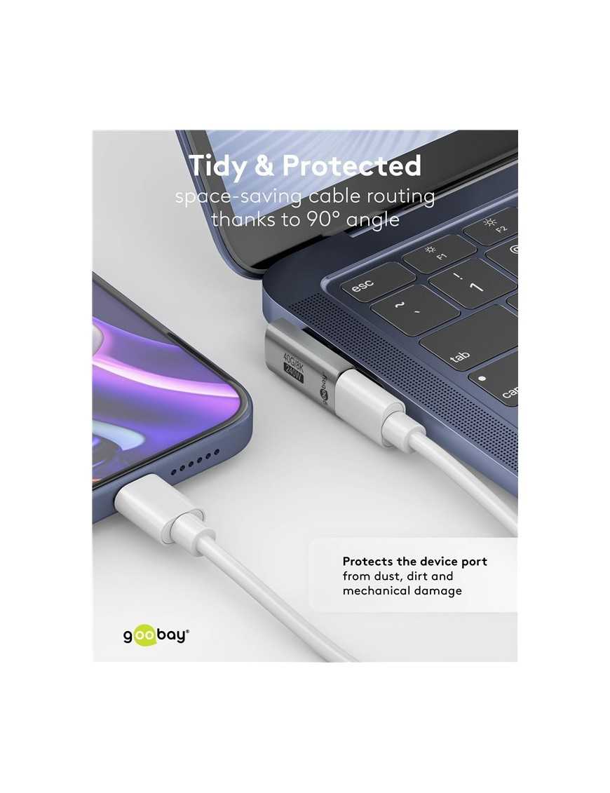 GOOBAY αντάπτορας USB-C 74443, γωνιακός 90°, USB4, 240W, 40Gbps, 8K, γκρι