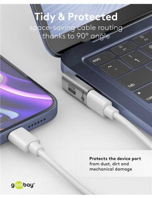 GOOBAY αντάπτορας USB-C 74443, γωνιακός 90°, USB4, 240W, 40Gbps, 8K, γκρι