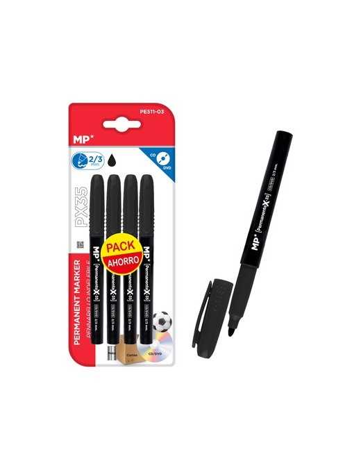 MP ανεξίτηλος μαρκαδόρος PE511-03, 2/3mm, μαύρος, 4τμχ MP ανεξίτηλος μαρκαδόρος PE511-03, 2/3mm, μαύρος, 4τμχ
