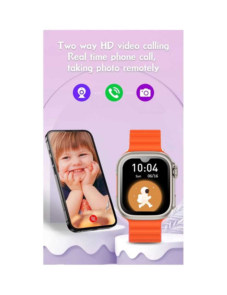 INTIME GPS smartwatch για παιδιά IT-069, 1.91", 2x κάμερες, 4G, IPX6, πορτοκαλί