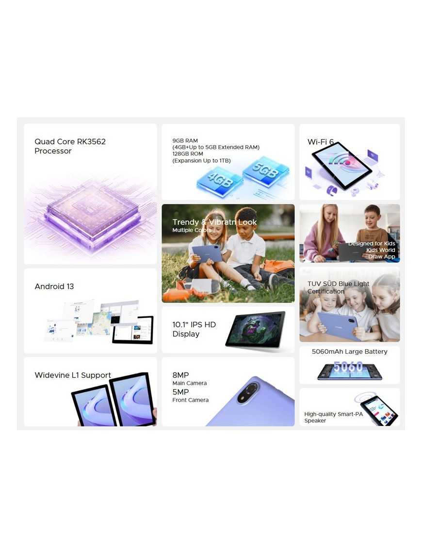 DOOGEE tablet U10, 10.1", 4/128GB, Android 13, 5060mAh, γκρι