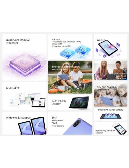 DOOGEE tablet U10, 10.1", 4/128GB, Android 13, 5060mAh, γκρι