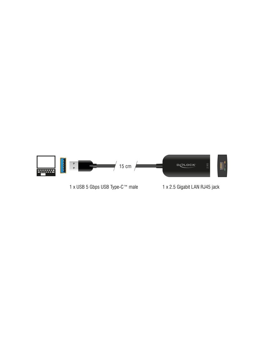 DELOCK αντάπτορας δικτύου 66045, USB, 2.5Gbps Ethernet, μαύρος