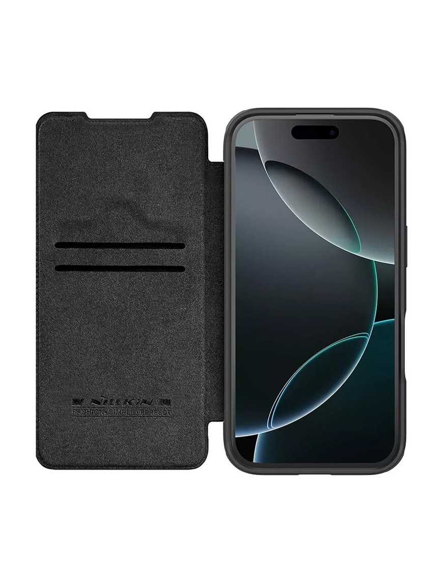 NILLKIN θήκη Qin Prop Leather για iPhone 16 Pro, δερμάτινη, μαύρη