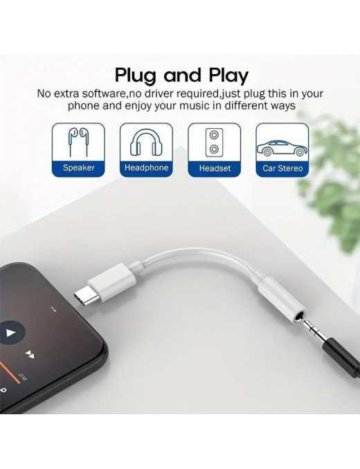 POWERTECH αντάπτορας USB-C σε 3.5mm CAB-UC088, λευκός