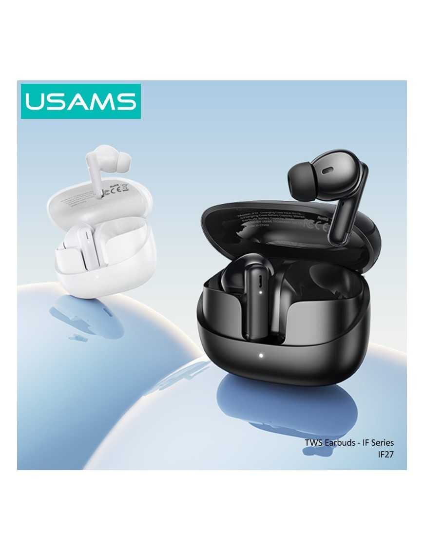 USAMS earphones με θήκη φόρτισης IF27, TWS, Φ13mm, 25/250mAh, μαύρα
