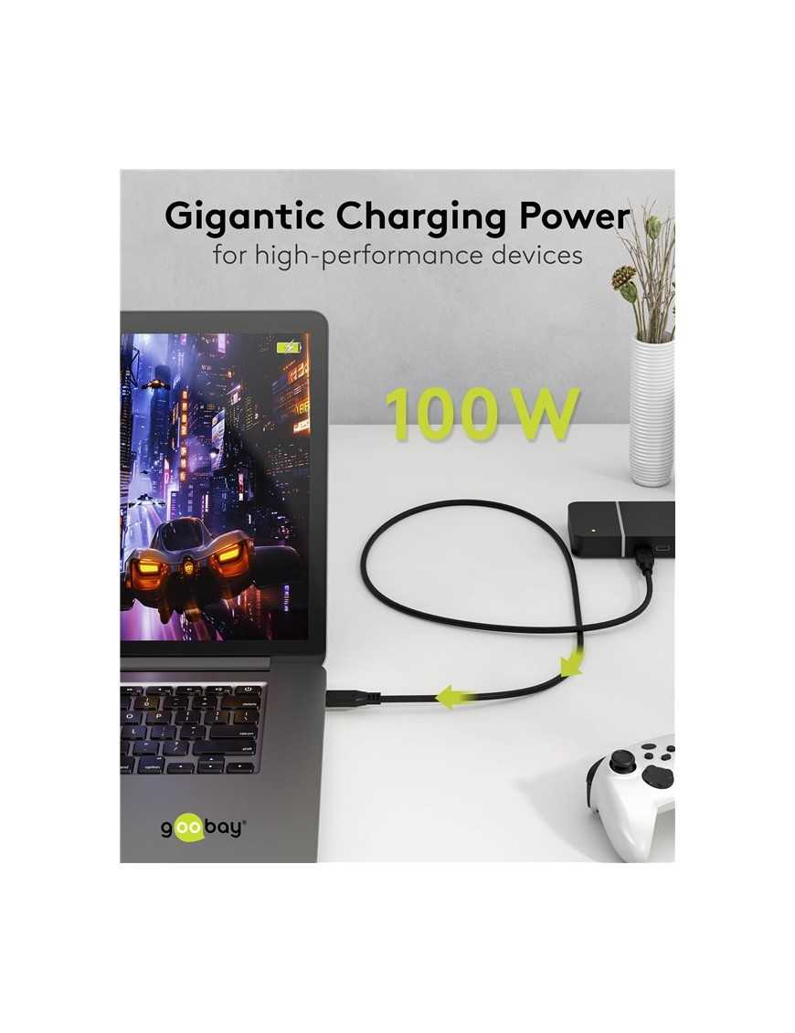 GOOBAY καλώδιο USB-C 74193, USB4, 100W, 40Gbps, 8K/60Hz, 2m, μαύρο