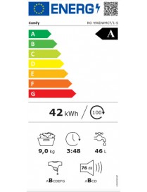 Candy RapidÓ RO 496DWMC7/1-S Πλυντήριο Ρούχων 9kg με Τεχνολογία Ατμού 1400 Στροφών Snap & Wash