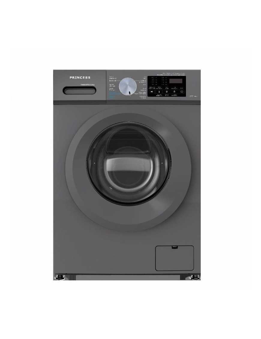 Princess WMBAS8PAR Πλυντήριο Ρούχων 8kg 1200 Στροφών Γκρι