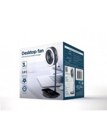 GEMBIRD DESKTOP FAN WITH LED LAMP AND WIRELESS CHARGER