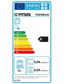 PITSOS PH27M61X3 71 Lt Inox Εντοιχιζόμενος Φούρνος Άνω Πάγκου