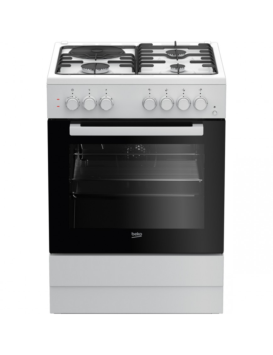 Beko Κουζίνα 66lt με Εστίες Φυσικού Αερίου & Ρεύματος Π60εκ. Λευκή FSE 63110 DW