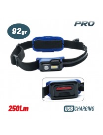 BORMANN Pro BPR6033 Φακός Κεφαλής Επαναφορτιζόμενος Διπλής λειτουργίας,250Lm,Αδιάβροχος