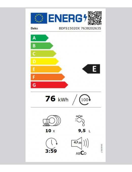 BEKO BDFS 15020 X Πλυντήριο Πιάτων Ελεύθερο