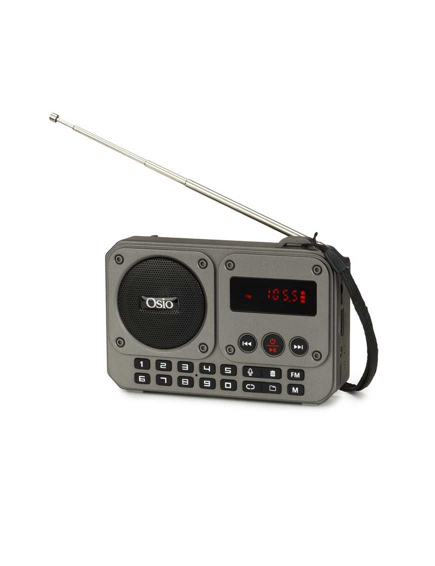 Οsio OPR-3020 Γκρι ψηφιακό φορητό ραδιόφωνο με Bluetooth, AUX, USB, FM, κάρτα TF, REC-5W