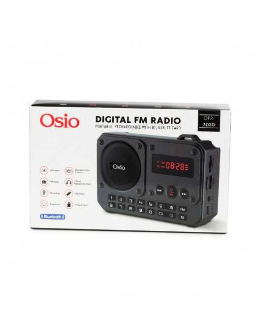 Οsio OPR-3020 Γκρι ψηφιακό φορητό ραδιόφωνο με Bluetooth, AUX, USB, FM, κάρτα TF, REC-5W