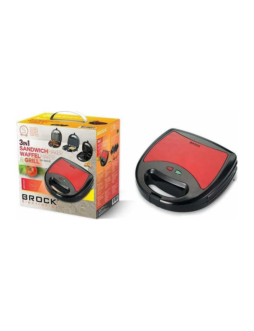 Brock SSM 2003 RD Τοστιέρα με Αποσπώμενες Πλάκες για 2 Τοστ 750W Κόκκινη