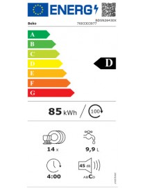 BEKO BDSN26430X Εντοιχιζόμενο Πλυντήριο Πιάτων