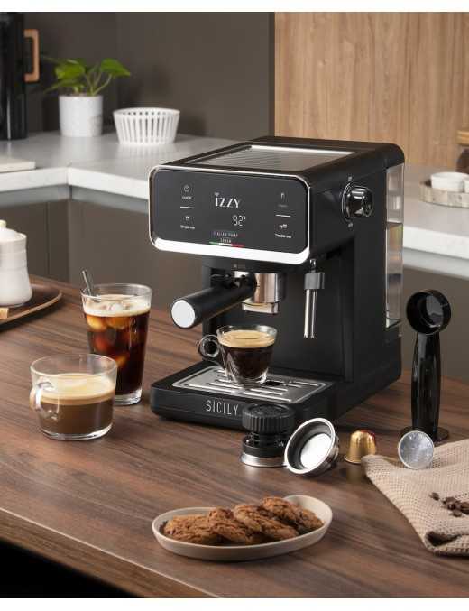 Izzy Sicily IZ-6017 Μηχανή Espresso 1000W Πίεσης 20bar Μαύρη