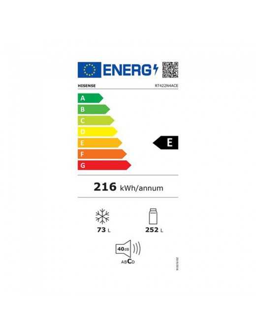 Hisense RT422N4ACE Ψυγείο Δίπορτο 325lt Total NoFrost Inox
