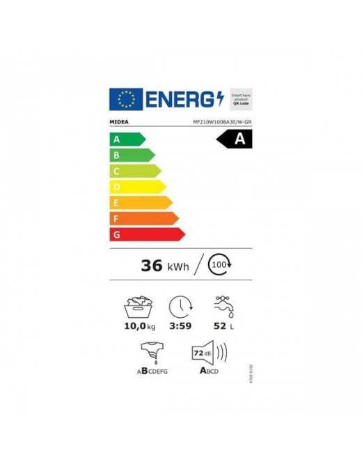 Midea MF210W100BA30/W-GR Πλυντήριο Ρούχων