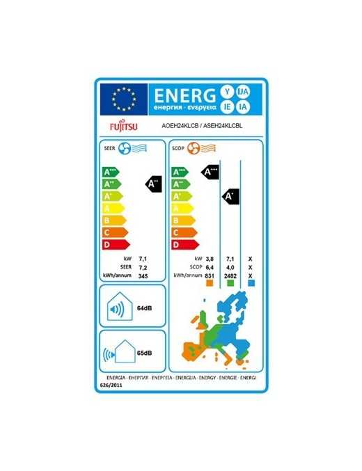 Fujitsu ASEH24KLCBL / AOEH24KLCB Κλιματιστικό Inverter 24.000 BTU A++/A+++ με WiFi