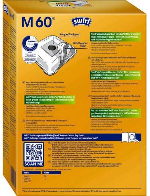 SWIRL M60 Miele (4σακούλες+1 φίλτρο)
