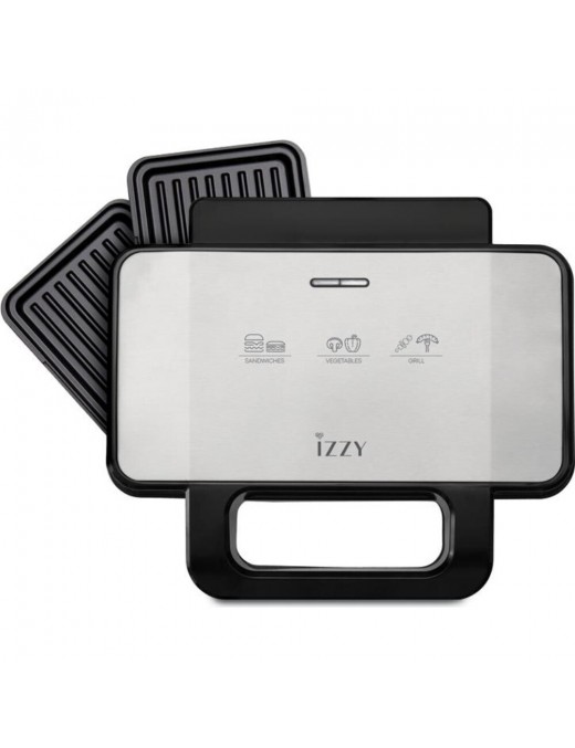 Izzy IZ-2036 Τοστιέρα Γκριλιέρα με Αποσπώμενες Πλάκες 1000W Inox
