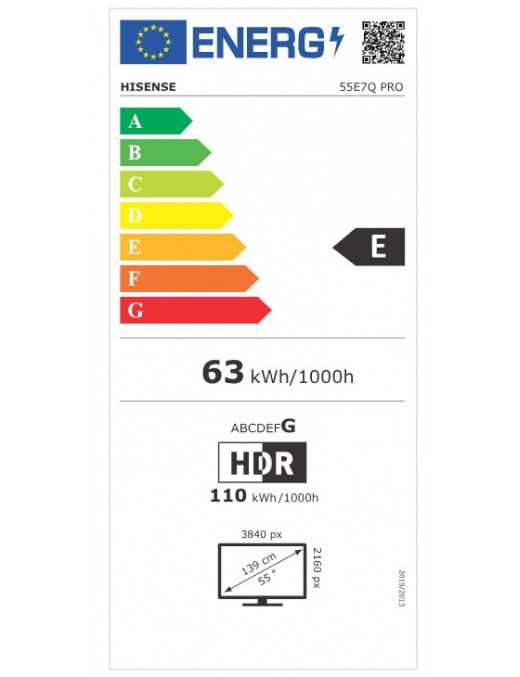 Hisense 55E7Q Pro Smart Τηλεόραση 55" 4K UHD QLED E7Q Pro HDR (2025)