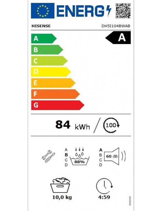 Hisense DH5I104BWAB Στεγνωτήριο 10kg με Αντλία Θερμότητας
