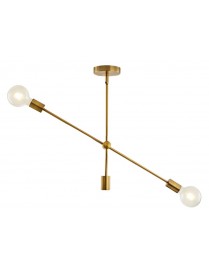 POWERTECH φωτιστικό οροφής HLL-0033, 2x E27, μεταλλικό, chrome gold