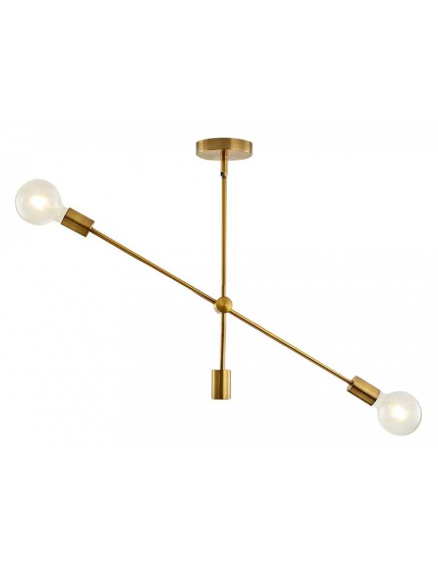POWERTECH φωτιστικό οροφής HLL-0033, 2x E27, μεταλλικό, chrome gold