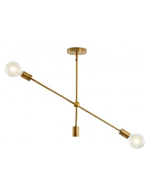POWERTECH φωτιστικό οροφής HLL-0033, 2x E27, μεταλλικό, chrome gold