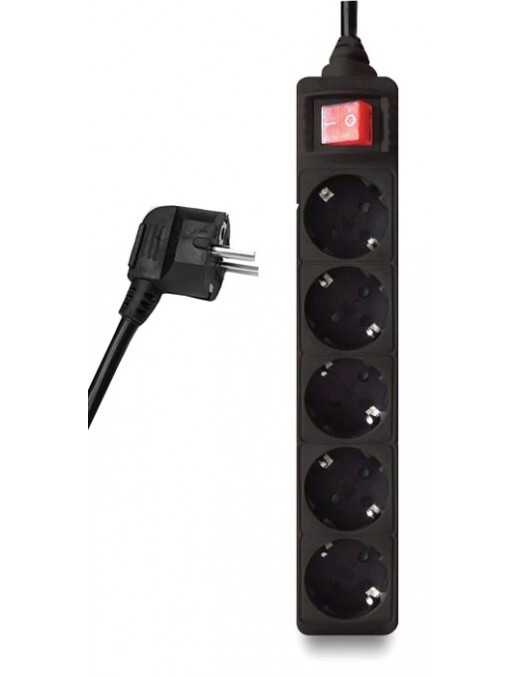 POWERTECH πολύπριζο PT-875, 5x schuko, 16A, 1.5m, μαύρο POWERTECH πολύπριζο PT-875, 5x schuko, 16A, 1.5m, μαύρο
