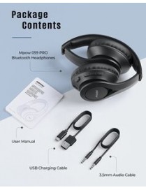 MPOW headphones 059 Lite BH451B, wireless & wired, BT 5.0, μαύρα