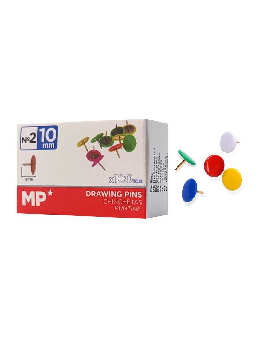 MP χρωματιστές πινέζες PA485-03, μεταλλικές, 10mm, 100τμχ