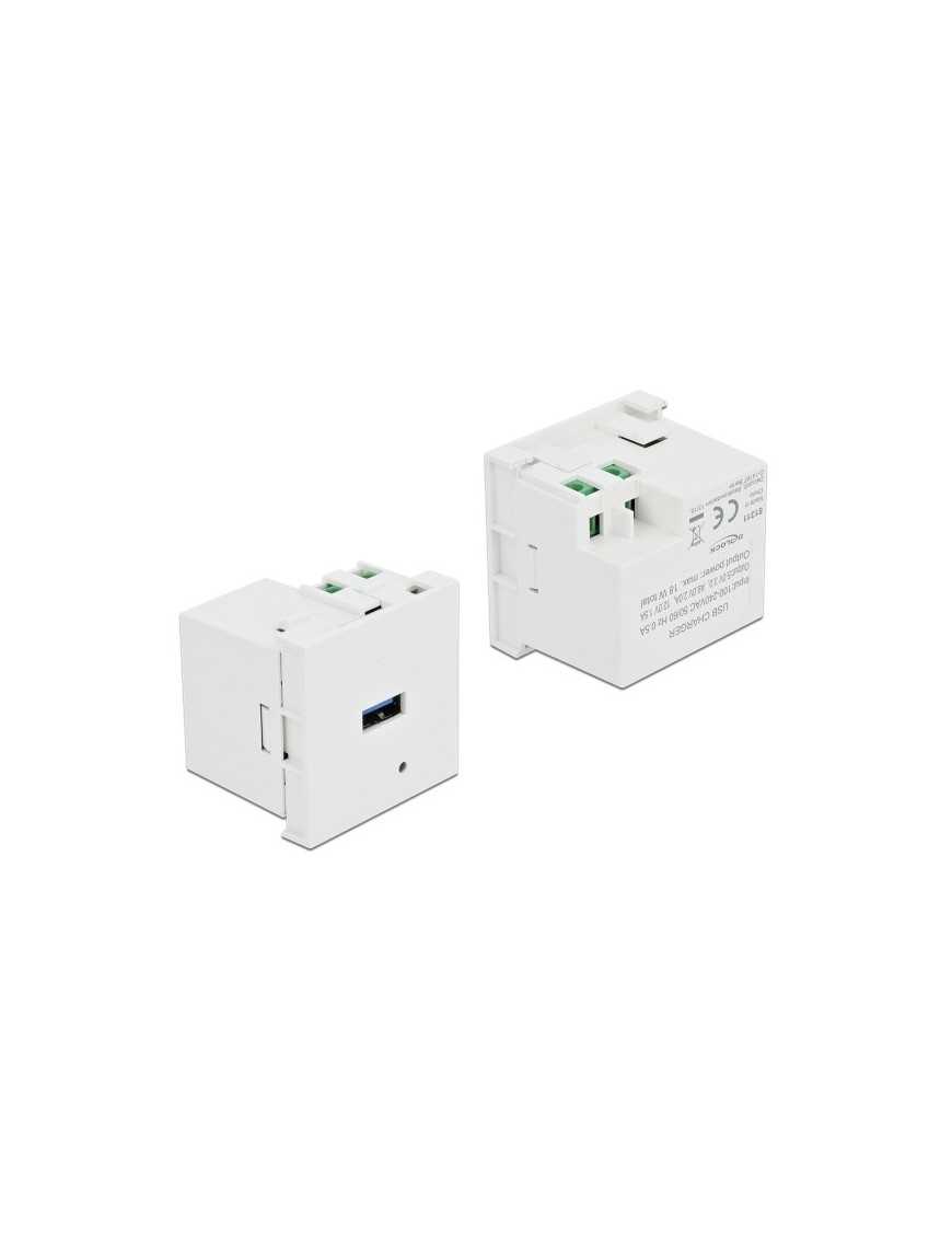 DELOCK module USB θύρα φόρτισης Easy 45 81311, 18W, 45x45mm, λευκό