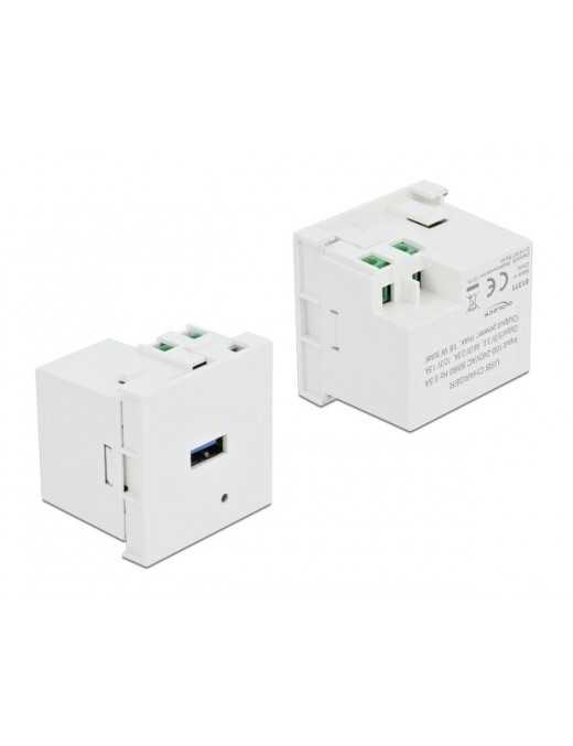 DELOCK module USB θύρα φόρτισης Easy 45 81311, 18W, 45x45mm, λευκό