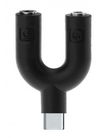 POWERTECH αντάπτορας USB Type-C σε 2x 3.5mm CAB-J052, μαύρος