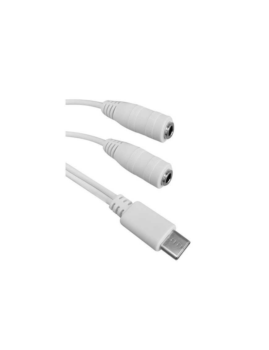 POWERTECH καλώδιο USB Type-C σε 2x 3.5mm CAB-UC055, 0.20m, λευκό