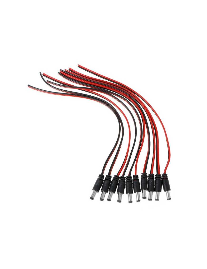 FOLKSAFE καλώδιο FS-DCPIGTAIL-M με αρσενικό βύσμα 5.5x2.1mm, 10τμχ