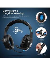 MPOW gaming headset BMBH414ARSD LED, multiplatform, 3.5mm, μαύρο-κόκκινο