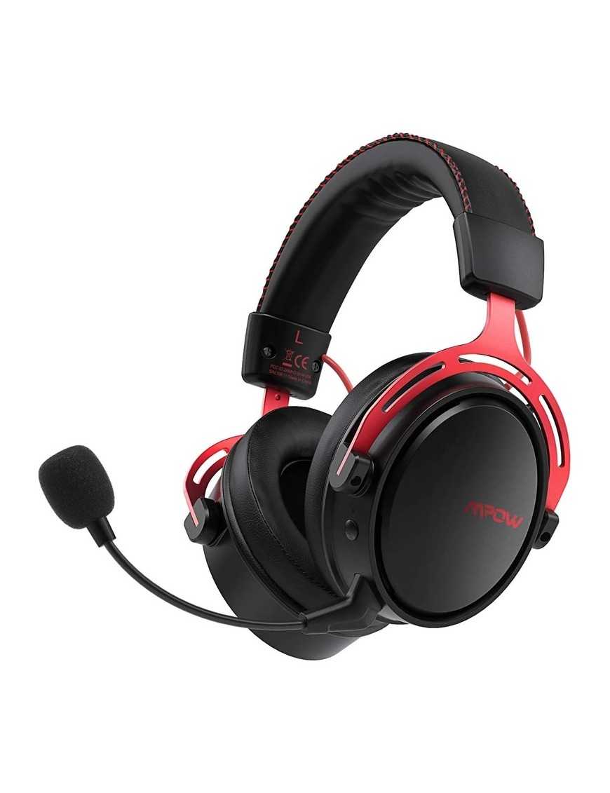 MPOW gaming headset Air 2.4GHz, wireless & wired, mic, μαύρο-κόκκινο