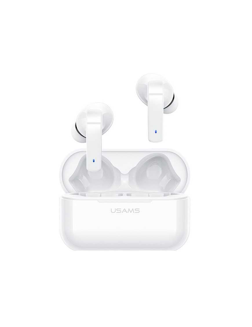 USAMS earphones με θήκη φόρτισης LY06, True Wireless, ANC, λευκά