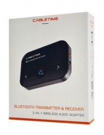 CABLETIME Bluetooth transmitter/receiver CT-BT01, BT 5.0, 450mAh, μαύρο