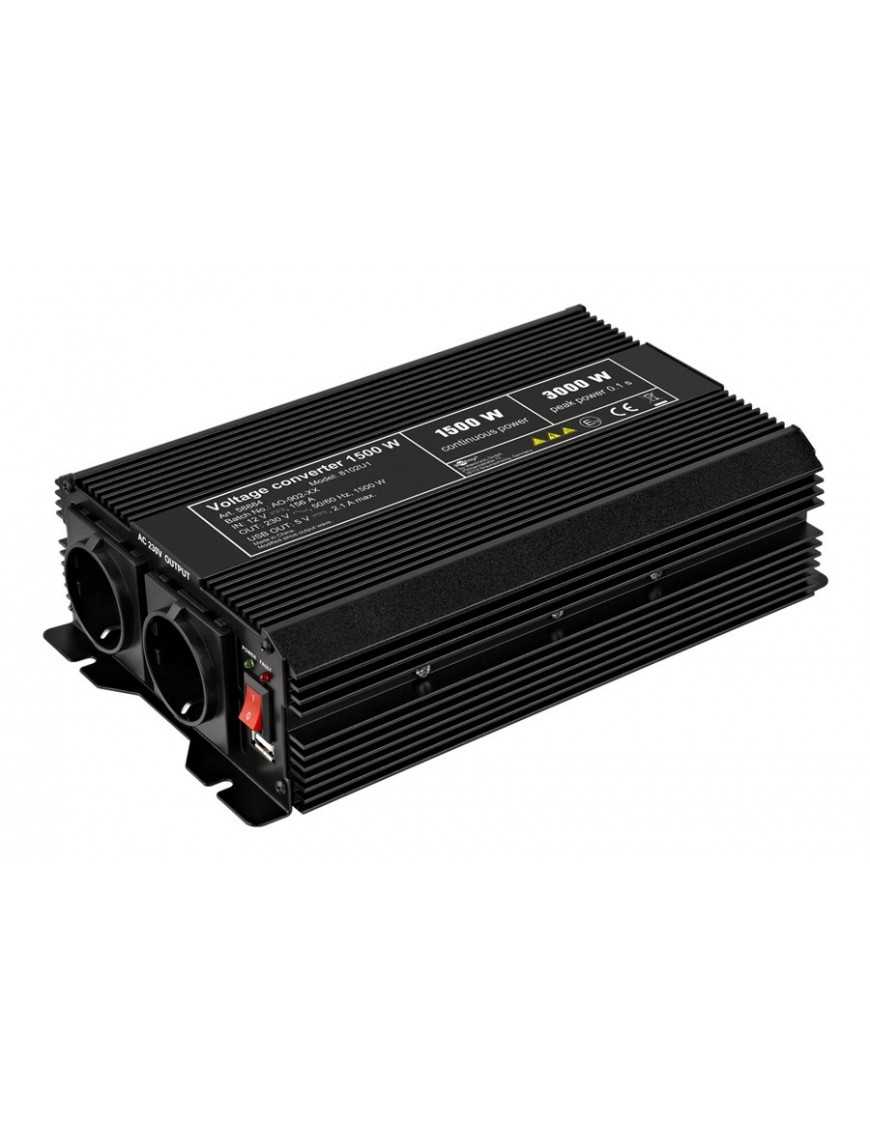 GOOBAY inverter αυτοκινήτου 58884, 12V σε 230V, 1500W, USB 2.1A