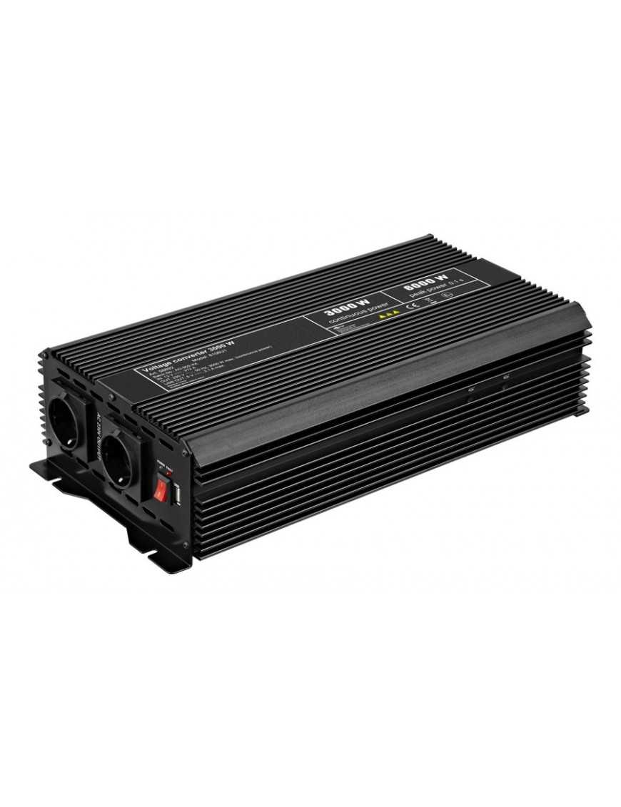 GOOBAY inverter αυτοκινήτου 58892, 12V σε 230V, 3000W, USB 2.1A